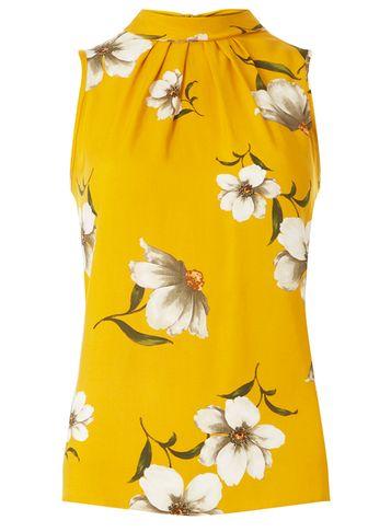 Dorothy Perkins Yellow Floral Print Self Tie Top
