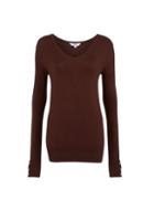 Dorothy Perkins *tall Chocolate V Neck Button Jumper