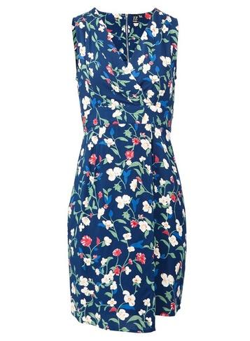 *izabel London Blue Floral Print Tie Back Shift Dress