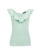 Dorothy Perkins Green Ruffle Neck Rib Vest