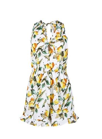Dorothy Perkins *dp Beach White Lemon And Spot Print Playsuit