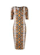 Dorothy Perkins Brown Snake Print Bodycon Dress