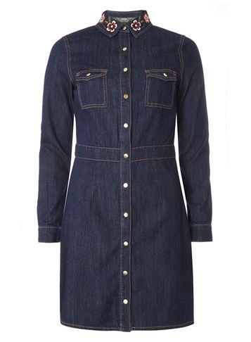 Dorothy Perkins Embroidered Collar Shirt Dress