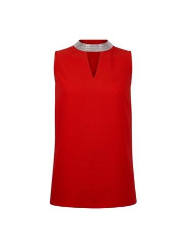 Dorothy Perkins Red Embellished Neck Top