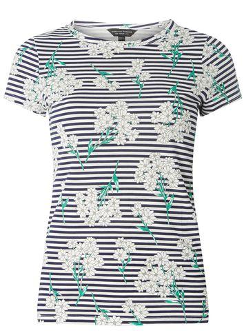 Dorothy Perkins Ivory Floral And Striped T-shirt