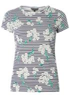 Dorothy Perkins Ivory Floral And Striped T-shirt