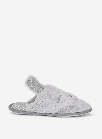 Dorothy Perkins Grey Fur Bunny Novelty Mules
