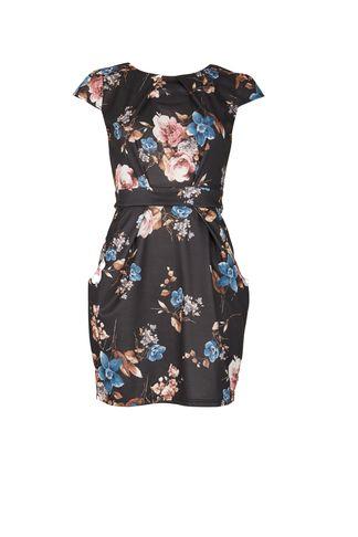 Dorothy Perkins *voulez Vous Black Floral Tie Back Dress