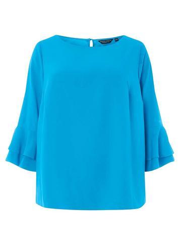 Dorothy Perkins *dp Curve Blue Double Frill Sleeve Top