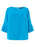 Dorothy Perkins *dp Curve Blue Double Frill Sleeve Top