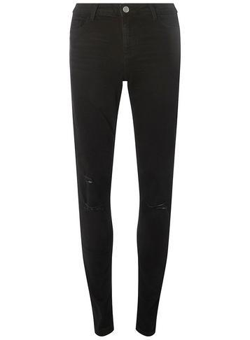 Dorothy Perkins *tall Black 'darcy' Ripped Knee Ankle Grazer Jeans