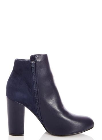 *quiz Navy Bow Block Heel Ankle Boots