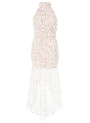 Dorothy Perkins *quiz Cream Nude Crochet Neck Maxi Dress