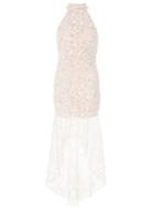 Dorothy Perkins *quiz Cream Nude Crochet Neck Maxi Dress