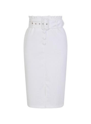 *girls On Film White Belted Paperbag Pencil Skirt