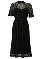 Dorothy Perkins *tfnc Black Midi Pleated Lace Skater Dress