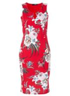 Dorothy Perkins *quiz Red Floral Print Midi Bodycon Dress