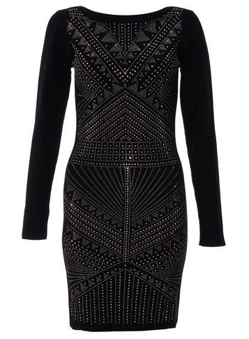 Dorothy Perkins *quiz Light Knit Embellished Bodycon Dress