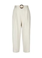 Dorothy Perkins *white Stone Linen Buckle Crop Trousers