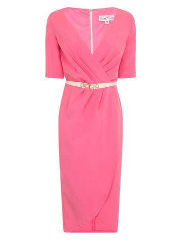 Dorothy Perkins *paper Dolls Coral Wrap Midi Dress