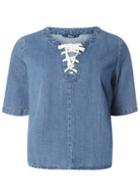 Dorothy Perkins *only Lace Up Denim Top