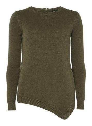 Dorothy Perkins Petite Green Asymmetric Hem Jumper