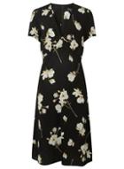 Dorothy Perkins *tall Black Floral Print Tea Dress