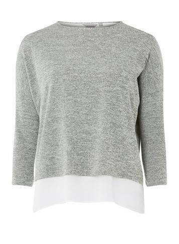 Dorothy Perkins Petite Grey Wrap Back Top