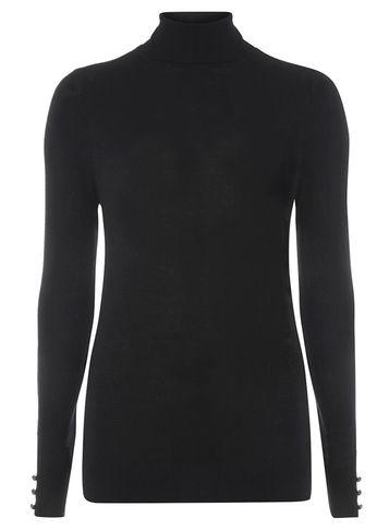 Dorothy Perkins Black Button Cuff Roll Neck Jumper