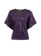 *billie & Blossom Purple Foil Batwing Top