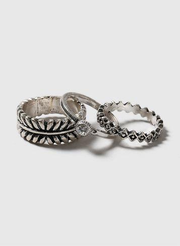Dorothy Perkins Three Silver Textured Rings