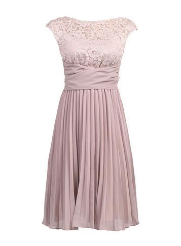 Dorothy Perkins *jolie Moi Mauve Lace Pleated Dress