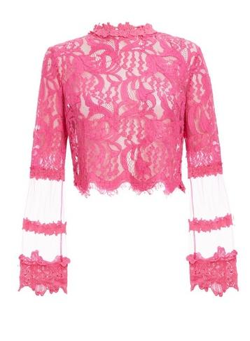 *quiz Pink Lace Mesh Crop Top
