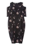 Dorothy Perkins Dp Curve Black Ditsy Floral Cold Shoulder Dress