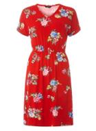 Dorothy Perkins Red Floral V-neck Shift Dress