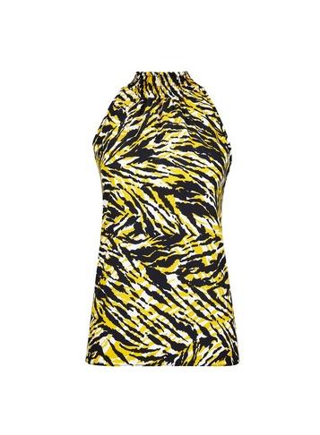 Dorothy Perkins Green Animal Print Shirred Neck Sleeveless Top