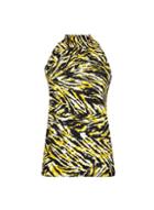 Dorothy Perkins Green Animal Print Shirred Neck Sleeveless Top