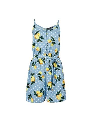 Dorothy Perkins Blue Strappy Button Down Playsuit