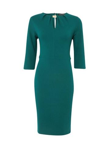 Dorothy Perkins *green Pleat Hardware Bodycon Dress