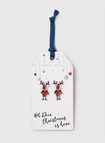 Dorothy Perkins Brown Reindeer Earrings