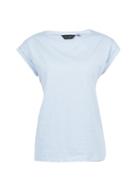 Dorothy Perkins Blue Roll Sleeve Cotton T-shirt