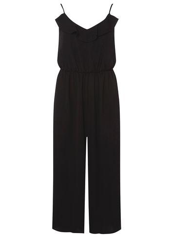 Dorothy Perkins Petite Black Ruffle Jumpsuit