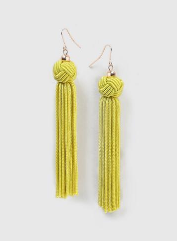 Dorothy Perkins Lime Green Knot Tassel Earrings