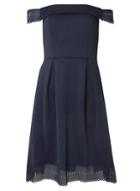 Dorothy Perkins Navy Lace Bardot Fit And Flare Dress