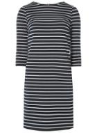 Dorothy Perkins *vila White And Navy 3/4 Sleeve Zip Shift Dress