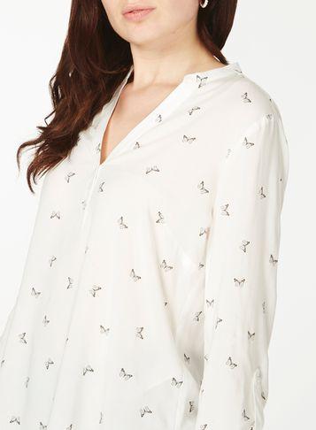 Dorothy Perkins *billie & Blossom White Butterfly Print Notch Shirt