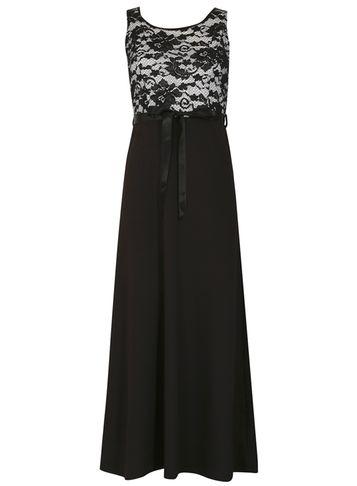 Dorothy Perkins *fever Fish Black Lace Maxi Dress