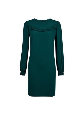 Dorothy Perkins Green Ruffle Long Sleeve Shift Dress
