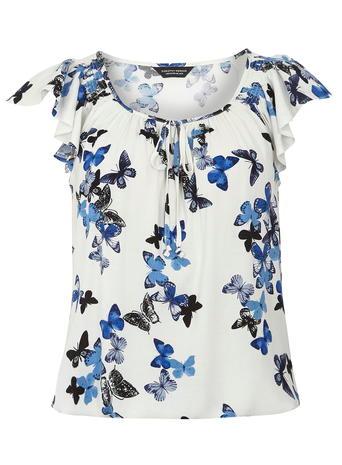 Dorothy Perkins Ivory And Blue Butterfly Top
