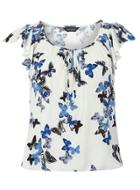 Dorothy Perkins Ivory And Blue Butterfly Top